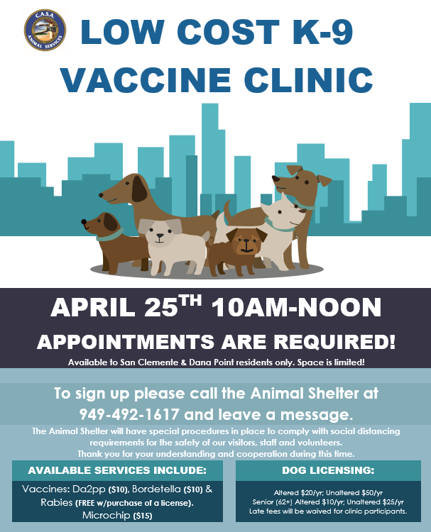 Low Cost K9 Vaccine Clinic