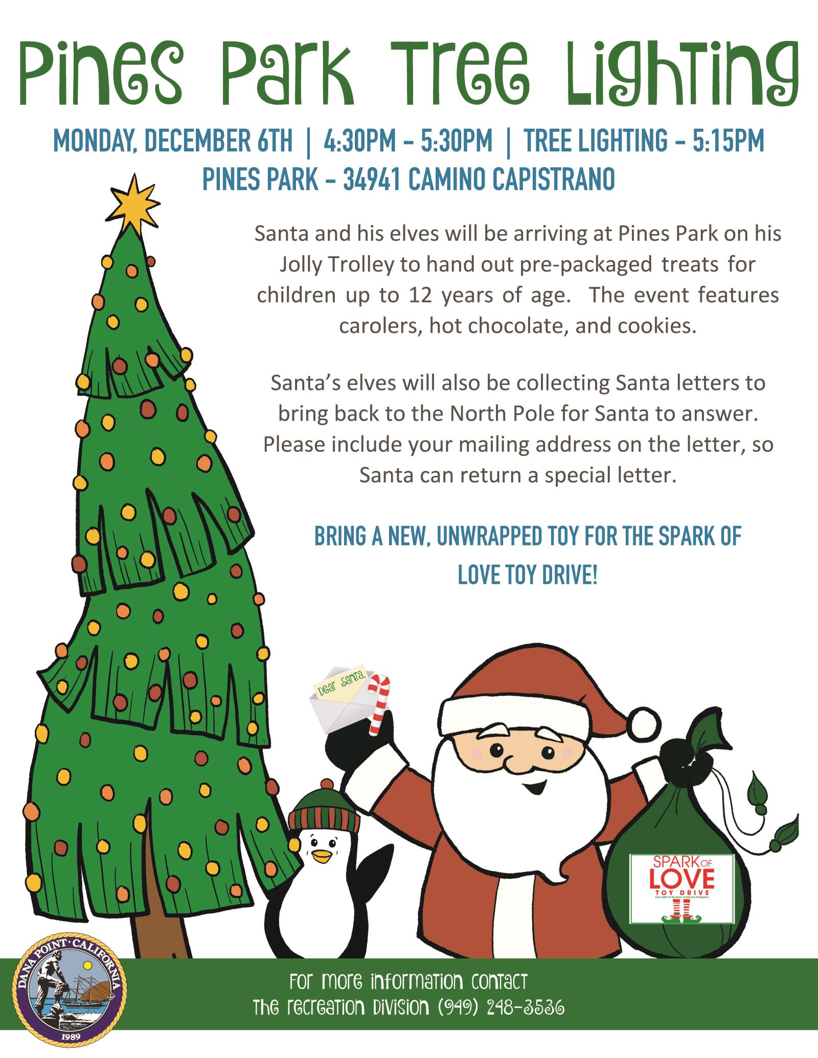 Pines Park Tree Lighting Flyer 2021